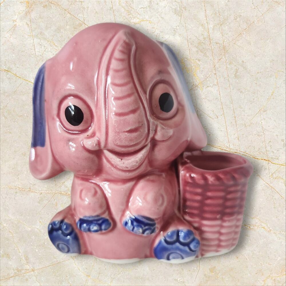 Vintage Norleans Japan diaper pin holder pink elephant